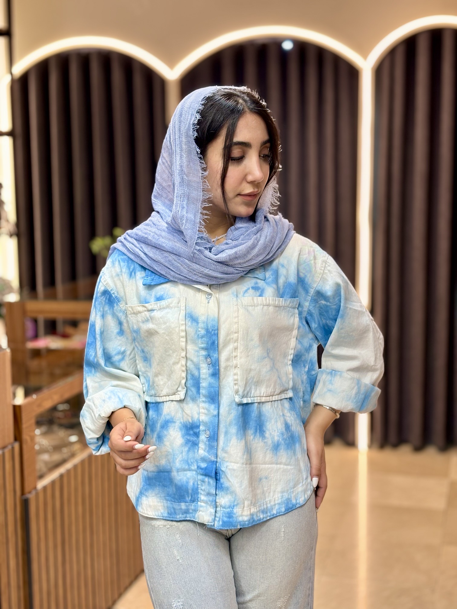 IMG_6416 شومیز لینن آبرنگی - Image 1