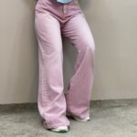 خرید شلوار جین فولبگ ترک صورتی پودری آمسو