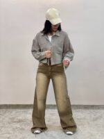 شلوار بگ‌‌ جین تینت قهوه ای
