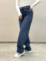 شلوار جین نیم بگ آبی وسط - Image 3