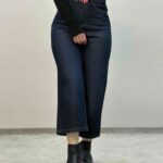 شلوار جین واید سرمه ای 6265
