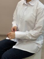 شومیز سفید کتان پنبه 1708 - Image 2