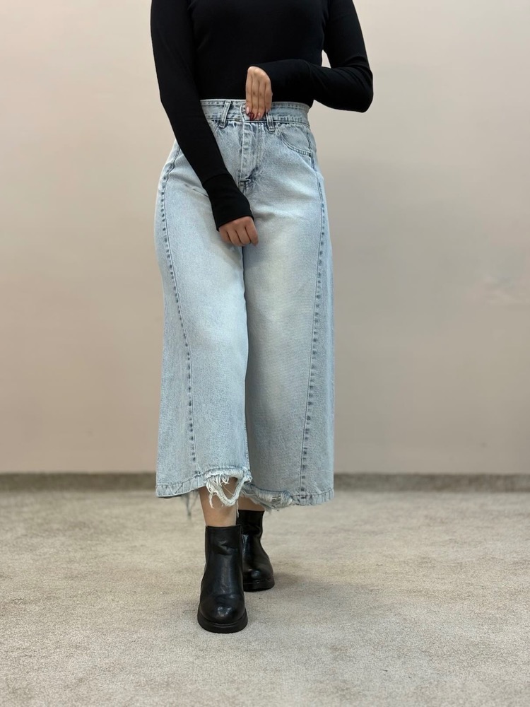 IMG_8278 شلوار جین شافل قد 90 ابی روشن6249 - Image 1