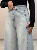 شلوار جین شافل قد 90 ابی روشن6249 - Image 8