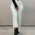 شلوار وایدکات سفید 4078
