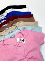 کراپ خشتی کبریتی یقه ضربدر - Image 3