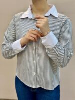 شومیز نخ پنبه راهراه مچدار  زارا - Image 10
