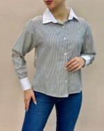 شومیز نخ پنبه راهراه مچدار  زارا - Image 8