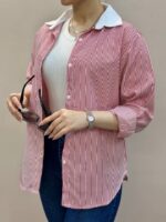شومیز نخ پنبه راهراه مچدار  زارا - Image 2
